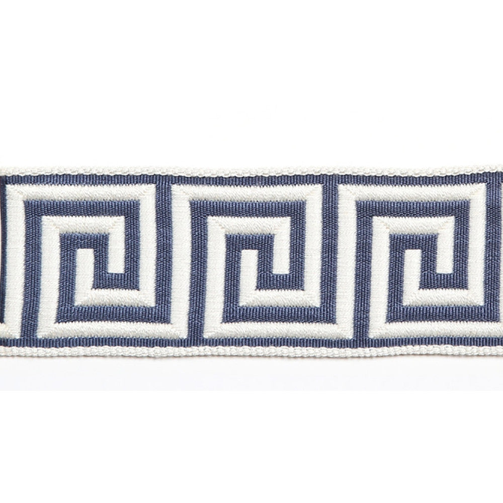 Hellenic Key Jacquard Tape Denim by Europatex Fabric Hellenic 62% Fibranne, 38% Rayon 2.00 inches - Fabric Carolina -