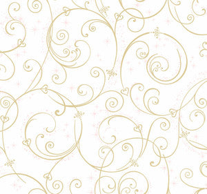 Disney Princess Perfect Scroll Gold Glitter Wallpaper by York Wallcoverings