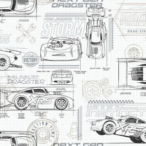 Disney & Pixar Cars Schematic Neutral Wallpaper by York Wallcoverings
