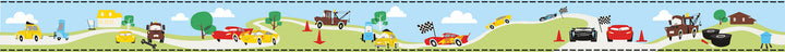 Disney & Pixar Cars Light Blue Border by York Wallcoverings Disney Kids Vol. 4 Covers about 6.8 square feet 9-in by 9-ft long roll Unpasted 90 - Fabric Carolina -
