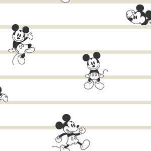 Disney Mickey Mouse Stripe Black & White Wallpaper by York Wallcoverings