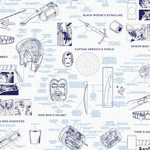 Marvels Heroes Schematics Blue Wallpaper by York Wallcoverings