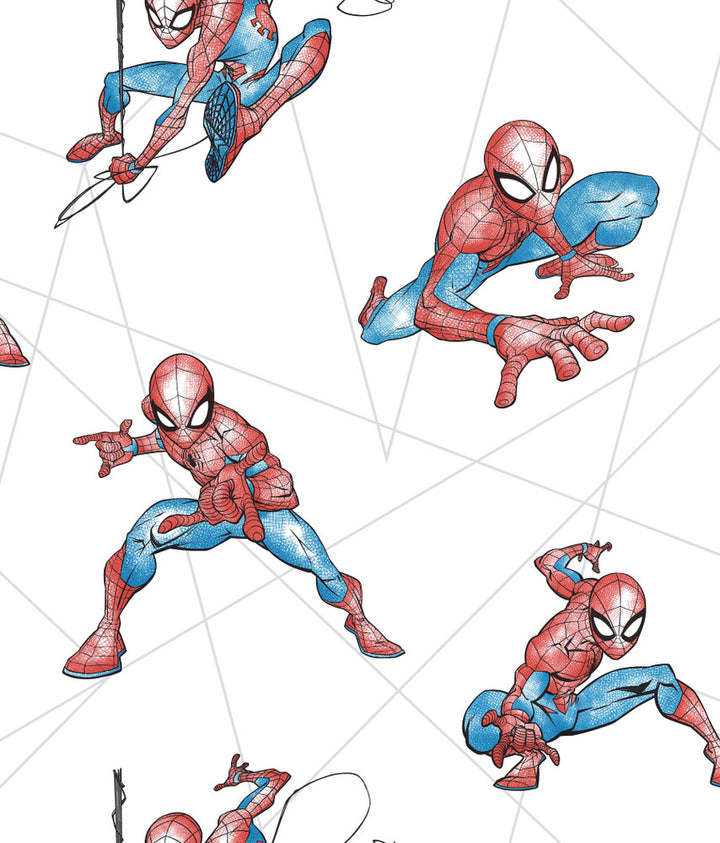 Spider-Man Fracture Blue & Grey Wallpaper by York Wallcoverings Disney Kids Vol. 4 Covers about 56.4 square feet 20.5-in by 33-ft long roll Unpasted 24 - Fabric Carolina -