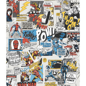 Marvel Comics Pow! Black & Blue Wallpaper by York Wallcoverings