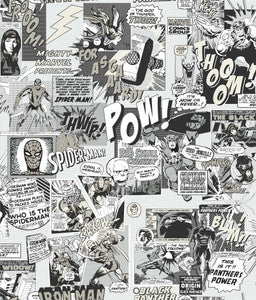 Marvel Comics Pow! Black & White Wallpaper by York Wallcoverings