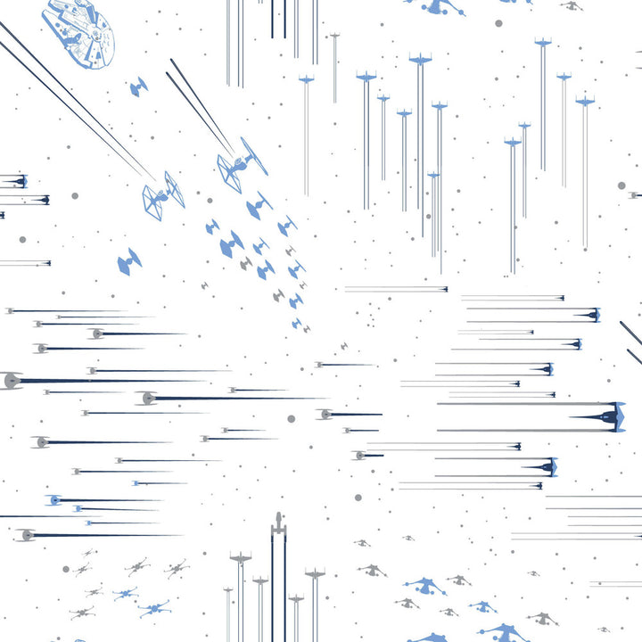 Star Wars: Galactic Battles Blue Wallpaper by York Wallcoverings Disney Kids Vol. 4 Covers about 56.4 square feet 20.5-in by 33-ft long roll Unpasted 20.5 - Fabric Carolina -