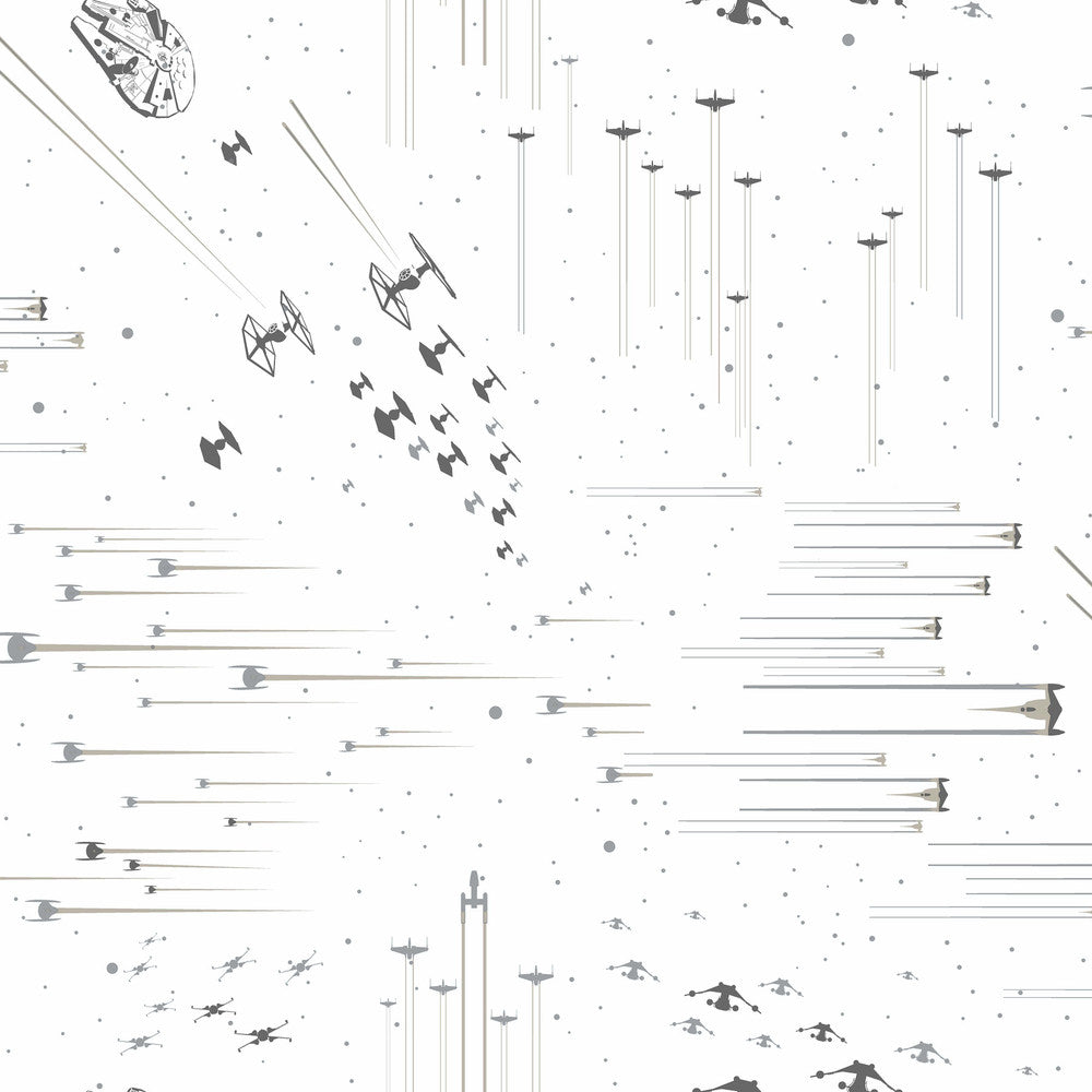 Star Wars: Galactic Battles Black & White Wallpaper by York Wallcoverings Disney Kids Vol. 4 Covers about 56.4 square feet 20.5-in by 33-ft long roll Unpasted 20.5 - Fabric Carolina -