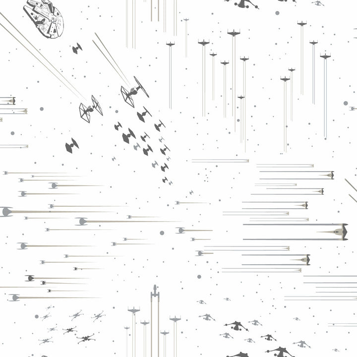 Star Wars: Galactic Battles Black & White Wallpaper by York Wallcoverings Disney Kids Vol. 4 Covers about 56.4 square feet 20.5-in by 33-ft long roll Unpasted 20.5 - Fabric Carolina -