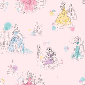 Disney Princess Pretty Elegant Pink Wallpaper by York Wallcoverings
