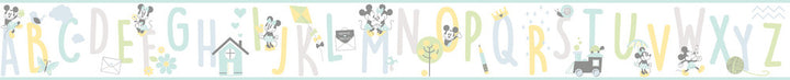 Disney Mickey Mouse ABC Green Border by York Wallcoverings Disney Kids Vol. 4 Covers about 6.8 square feet 9-in by 9-ft long roll Unpasted 60 - Fabric Carolina -