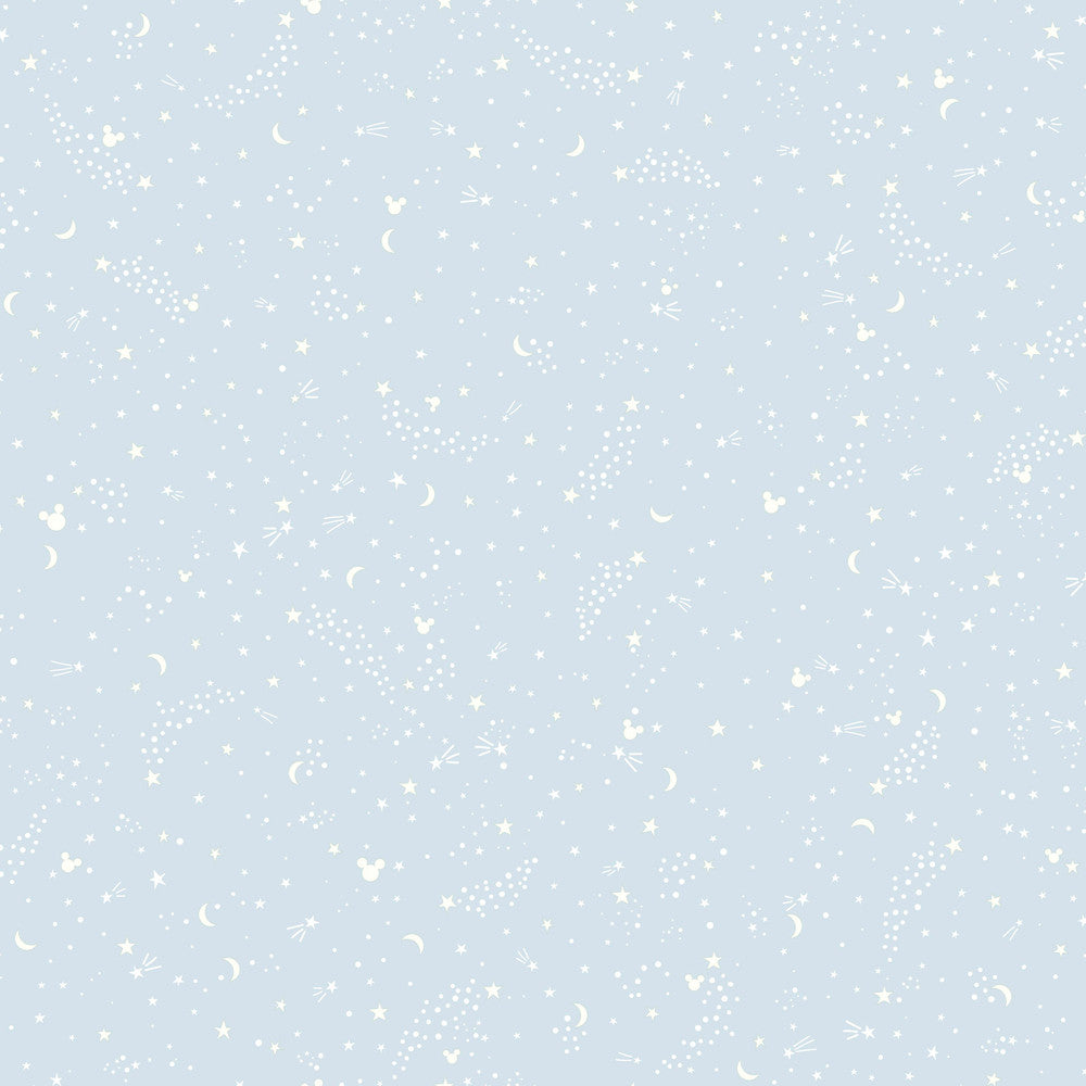 Disney Mickey Mouse Star Blue Wallpaper by York Wallcoverings Disney Kids Vol. 4 Covers about 56.4 square feet 20.5-in by 33-ft long roll Unpasted 20.5 - Fabric Carolina -