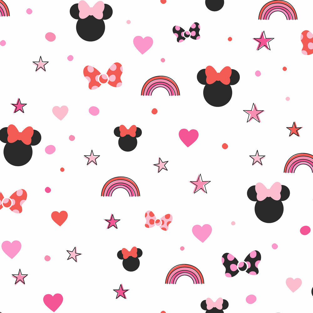 Disney Minnie Mouse Rainbow Red Wallpaper by York Wallcoverings Disney Kids Vol. 4 Covers about 56.4 square feet 20.5-in by 33-ft long roll Unpasted 20.5 - Fabric Carolina -