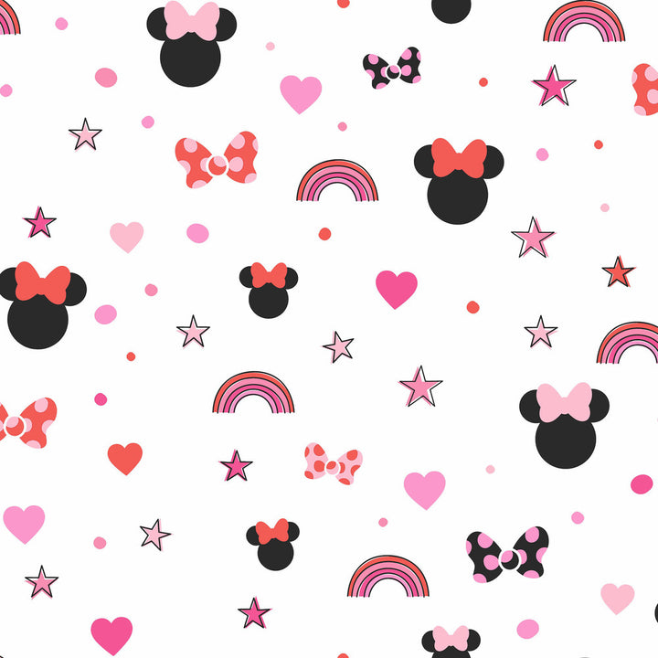 Disney Minnie Mouse Rainbow Red Wallpaper by York Wallcoverings Disney Kids Vol. 4 Covers about 56.4 square feet 20.5-in by 33-ft long roll Unpasted 20.5 - Fabric Carolina -