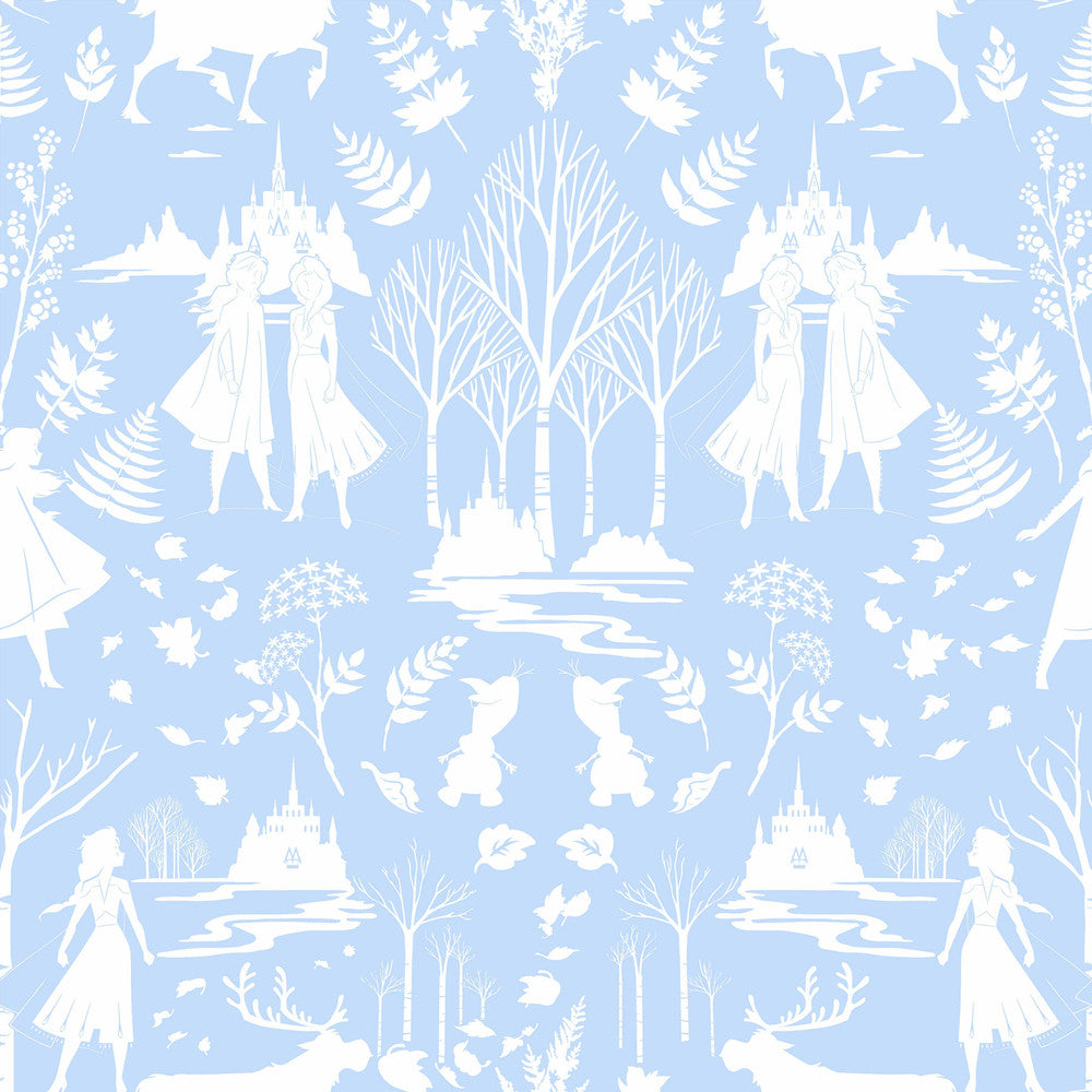 Disney Frozen 2 Nordic Blue & Glitter Wallpaper by York Wallcoverings Disney Kids Vol. 4 Covers about 56.4 square feet 20.5-in by 33-ft long roll Unpasted 20.5 - Fabric Carolina -