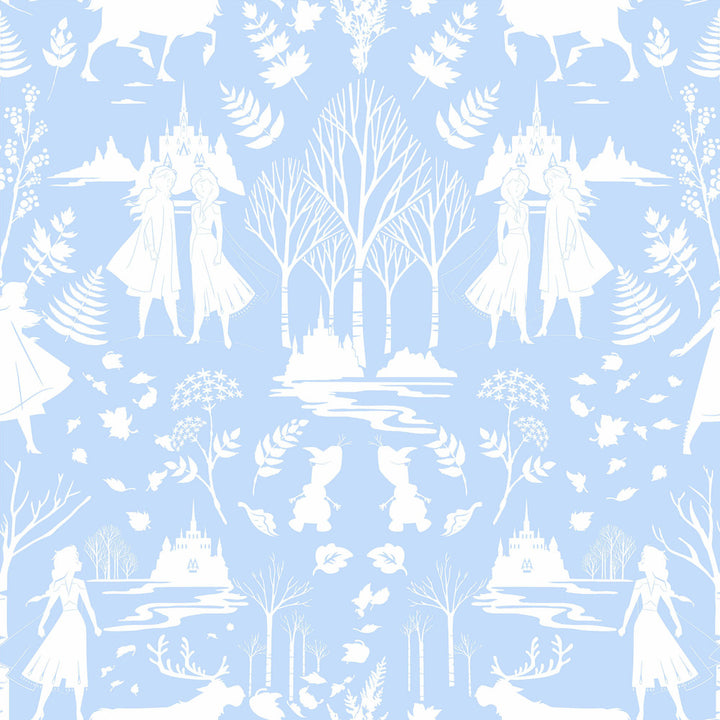 Disney Frozen 2 Nordic Blue & Glitter Wallpaper by York Wallcoverings Disney Kids Vol. 4 Covers about 56.4 square feet 20.5-in by 33-ft long roll Unpasted 20.5 - Fabric Carolina -