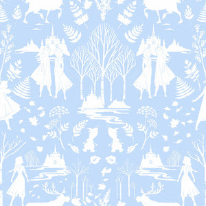 Disney Frozen 2 Nordic Blue & Glitter Wallpaper by York Wallcoverings