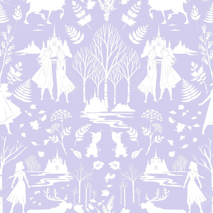 Disney Frozen 2 Nordic Purple Glitter Wallpaper by York Wallcoverings Disney Kids Vol. 4 Covers about 56.4 square feet 20.5-in by 33-ft long roll Unpasted 20.5 - Fabric Carolina -