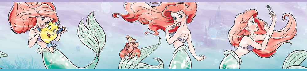Disney The Little Mermaid Ariel & Friends Purple & Red Border by York Wallcoverings Disney Kids Vol. 4 Covers about 4.5 square feet 6-in by 9-ft long roll Unpasted 26 - Fabric Carolina -