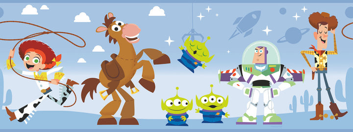 Disney & Pixar Toy Story 4 Blue Border by York Wallcoverings Disney Kids Vol. 4 Covers about 6.8 square feet 9-in by 9-ft long roll Unpasted 36 - Fabric Carolina -