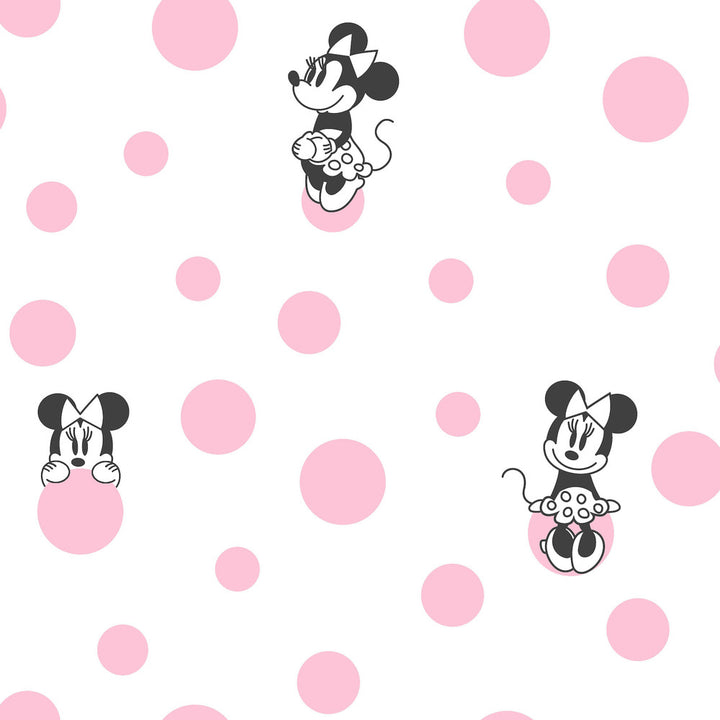 Minnie Dots Pink Wallpaper by York Wallcoverings Disney Kids Vol. 4 Covers about 56.4 square feet 20.5-in by 33-ft long roll Unpasted 20.5 - Fabric Carolina -