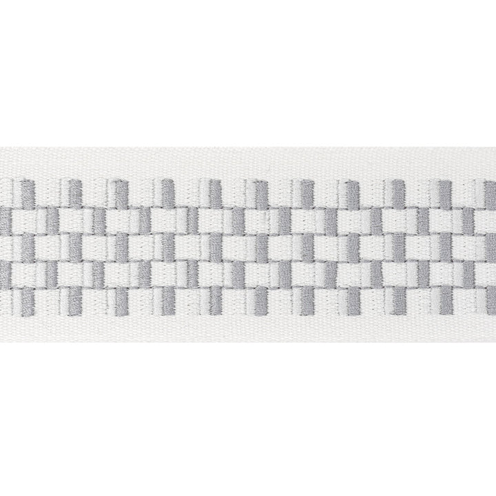 Dimensions Tape 5 Silver by Stout Trim STITCHED UP TRIM 100%COT %BEMB INDIA Horizontal: 2.500 and Vertical: 0.625 2.5 in - Fabric Carolina -