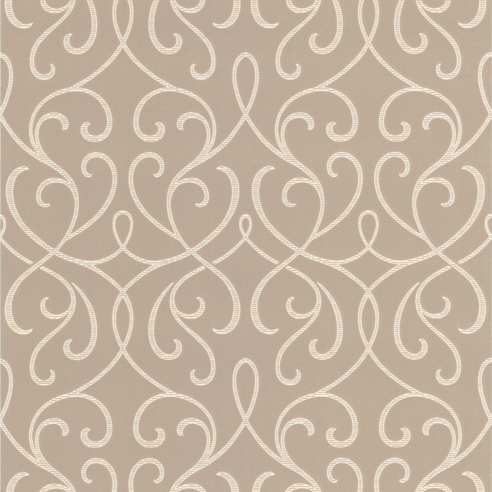 Alouette Taupe Mod Swirl Wallpaper by Decorline Accents Covers about 56.4 square feet 20.5-in by 33-ft long roll Unpasted 12.6 - Fabric Carolina -