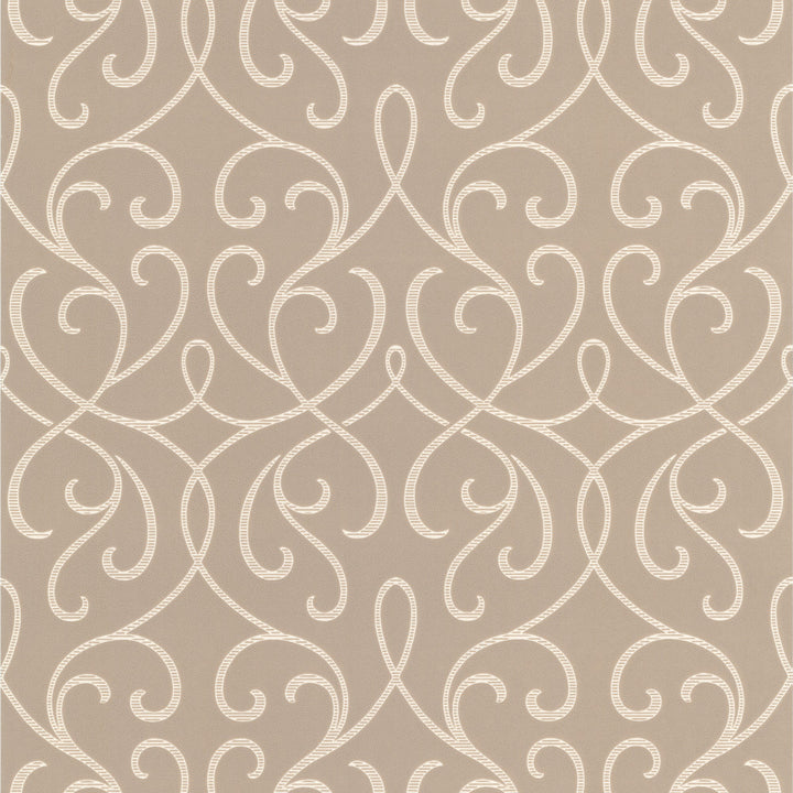 Alouette Taupe Mod Swirl Wallpaper by Decorline Accents Covers about 56.4 square feet 20.5-in by 33-ft long roll Unpasted 12.6 - Fabric Carolina -