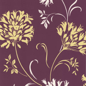 Nerida Purple Floral Silhouette Wallpaper by Decorline