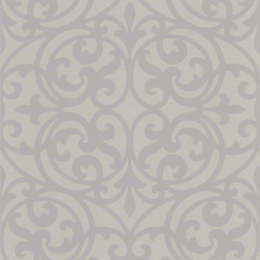 Sonata Grey Ironwork Wallpaper by Decorline Decadence Covers about 56.4 square feet 20.5-in by 33-ft long roll Unpasted 25 - Fabric Carolina -
