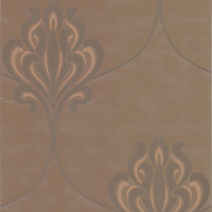 Orfeo Brown Nouveau Damask Wallpaper by Decorline