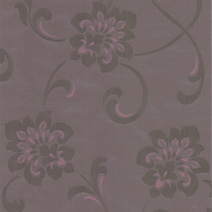 Sharon Purple Jacobean Floral Wallpaper by Decorline