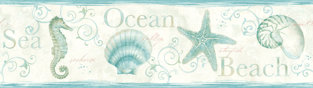 Island Bay Teal Seashells Wallpaper by Chesapeake Sand Dollar Covers about 7.5 square feet 6-in by 15-ft long roll Prepasted 0 - Fabric Carolina -