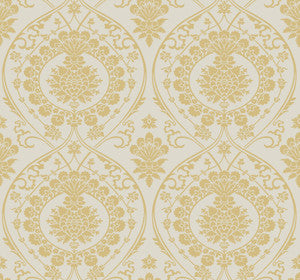 Imperial Damask Off White & Gold Wallpaper by York Wallcoverings