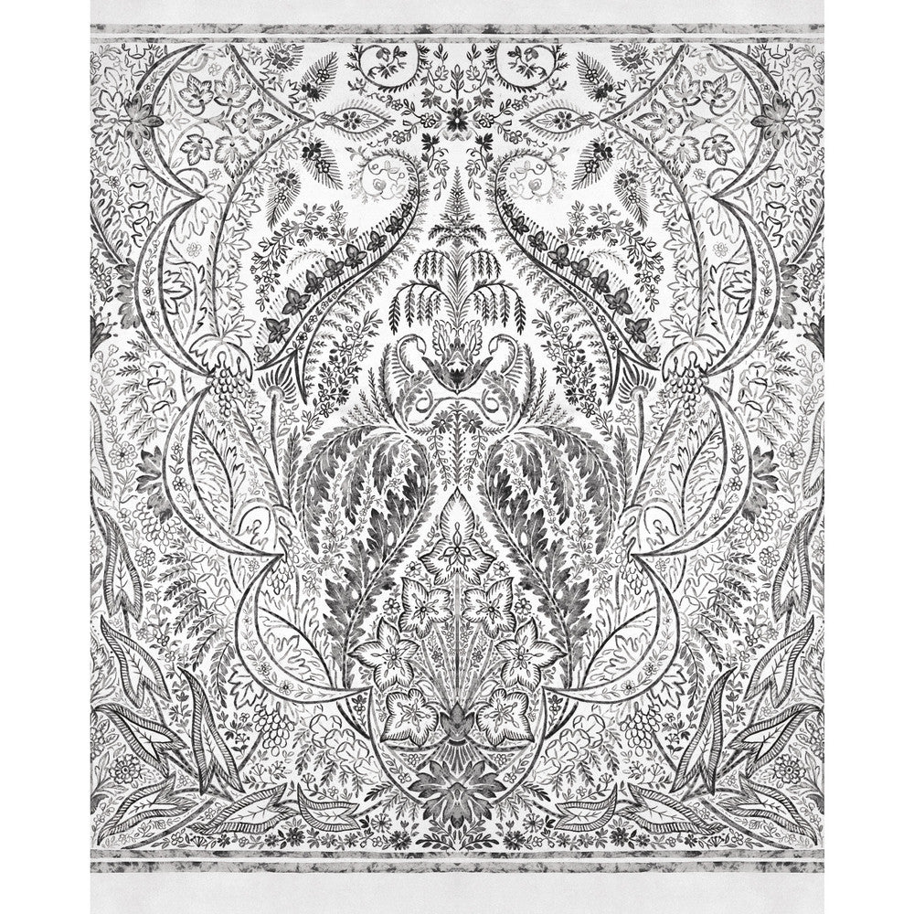 Jaipur Paisley Damas Black Wall Mural by York Wallcoverings Damask Resource Library Covers 4 panels - measures 9-ft wide by 11.2-ft tall when assembled 27-in by 11.2-ft long roll Prepasted 0 - Fabric Carolina -
