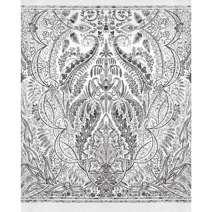 Jaipur Paisley Damas Black Wall Mural by York Wallcoverings Damask Resource Library Covers 4 panels - measures 9-ft wide by 11.2-ft tall when assembled 27-in by 11.2-ft long roll Prepasted 0 - Fabric Carolina -