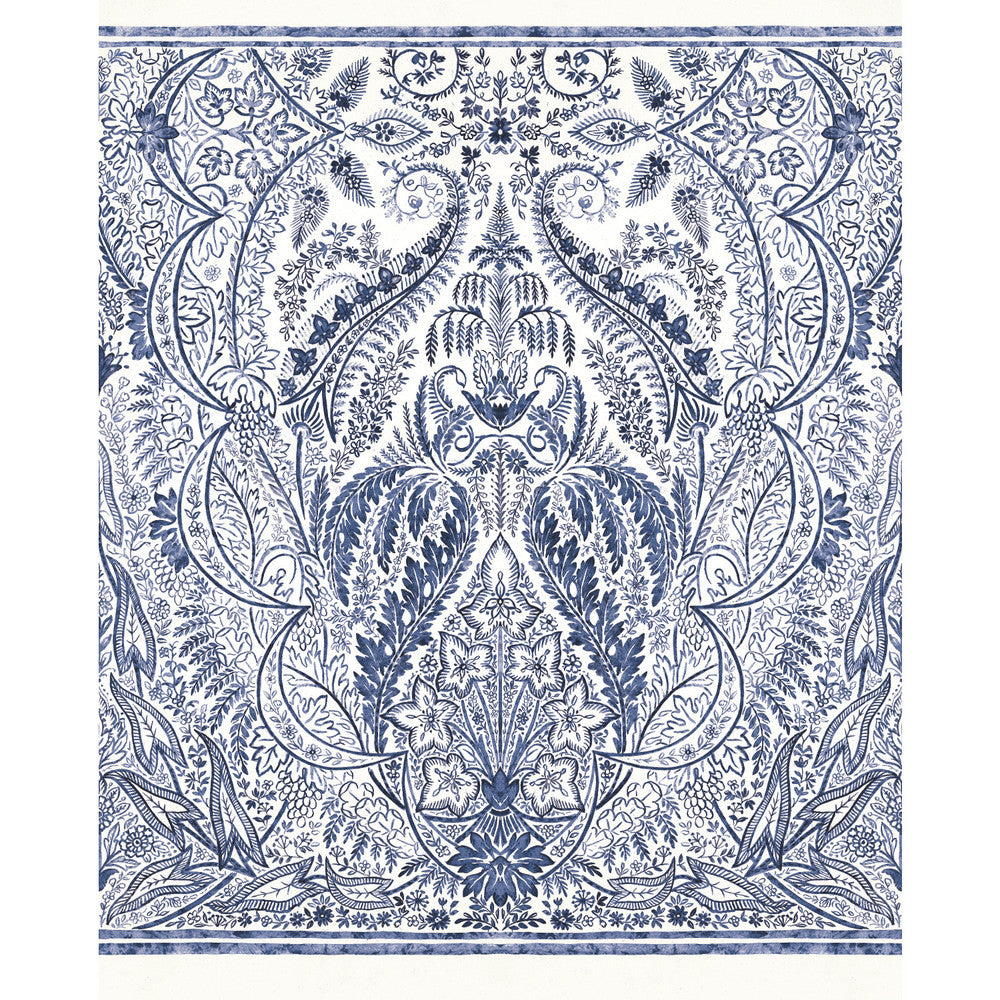 Jaipur Paisley Damas Blue Wall Mural by York Wallcoverings Damask Resource Library Covers 4 panels - measures 9-ft wide by 11.2-ft tall when assembled 27-in by 11.2-ft long roll Prepasted 0 - Fabric Carolina -