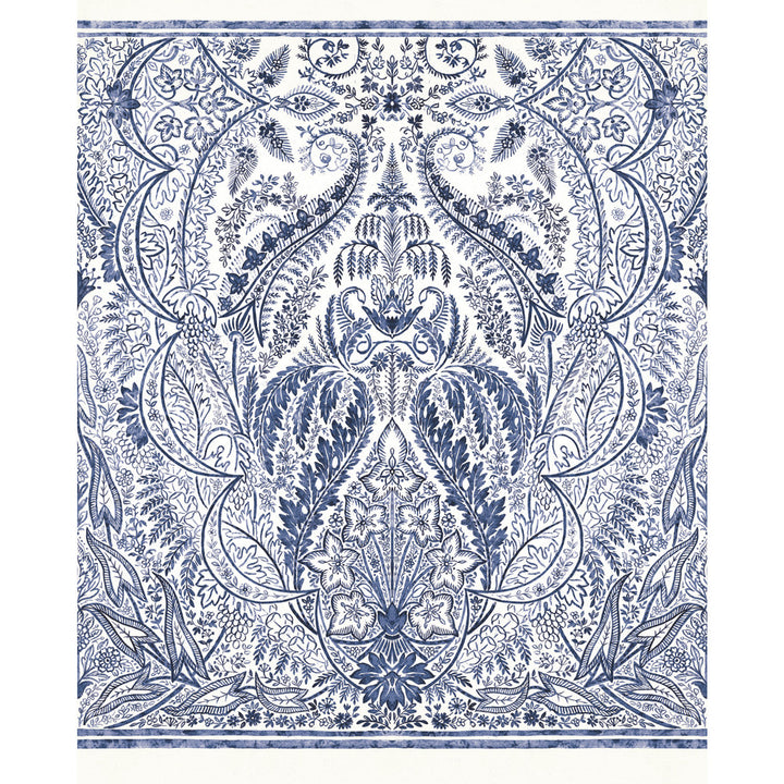Jaipur Paisley Damas Blue Wall Mural by York Wallcoverings Damask Resource Library Covers 4 panels - measures 9-ft wide by 11.2-ft tall when assembled 27-in by 11.2-ft long roll Prepasted 0 - Fabric Carolina -