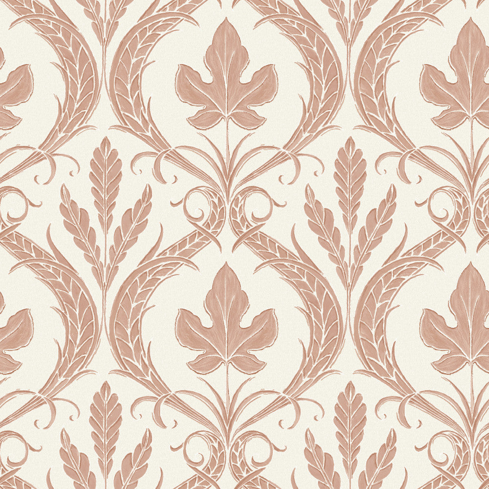 Adirondack Damask Brown & Beige Wallpaper by York Wallcoverings Damask Resource Library Covers about 56.4 square feet 20.5-in by 33-ft long roll Prepasted 20.5 - Fabric Carolina -