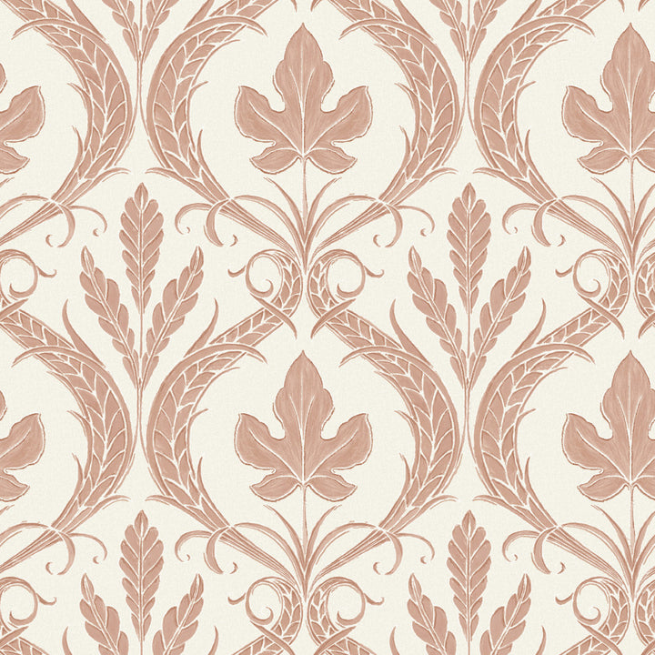 Adirondack Damask Brown & Beige Wallpaper by York Wallcoverings Damask Resource Library Covers about 56.4 square feet 20.5-in by 33-ft long roll Prepasted 20.5 - Fabric Carolina -