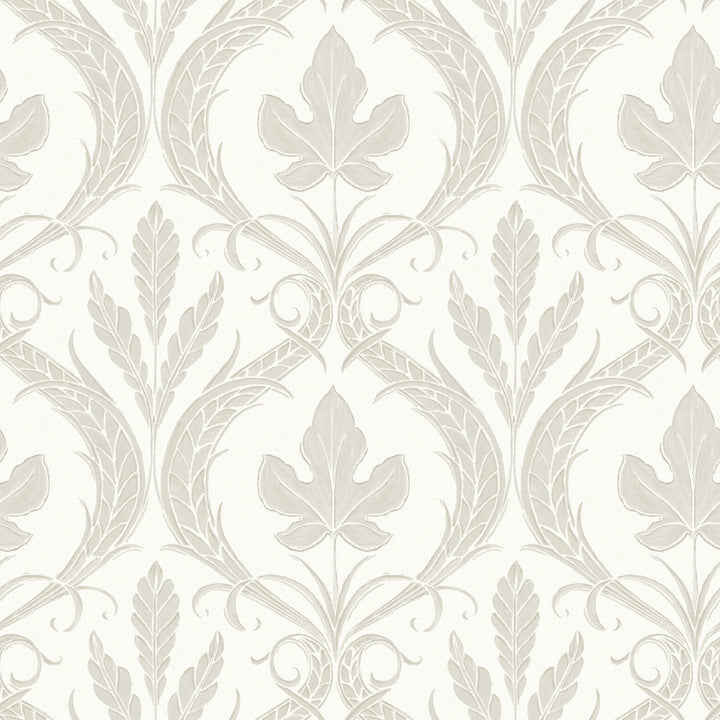 Adirondack Damask Beige & White Wallpaper by York Wallcoverings Damask Resource Library Covers about 56.4 square feet 20.5-in by 33-ft long roll Prepasted 20.5 - Fabric Carolina -