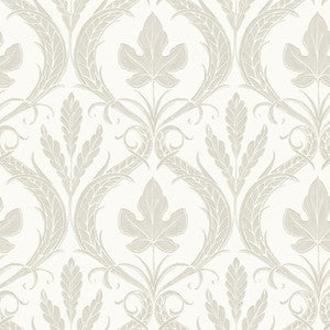Adirondack Damask Beige & White Wallpaper by York Wallcoverings