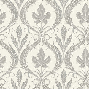 Adirondack Damask Grey & Beige Wallpaper by York Wallcoverings