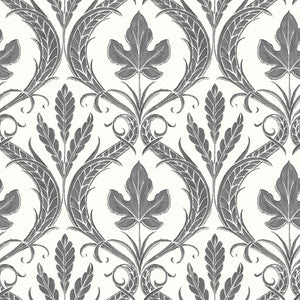 Adirondack Damask Black & White Wallpaper by York Wallcoverings