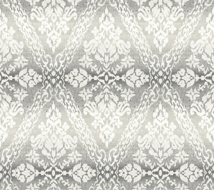 Tudor Diamond Damask Black Wallpaper by York Wallcoverings Damask Resource Library Covers about 60.8 square feet 27-in by 27-ft long roll Prepasted 24 - Fabric Carolina -