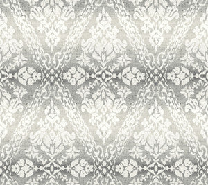 Tudor Diamond Damask Black Wallpaper by York Wallcoverings
