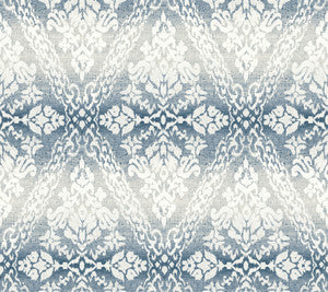 Tudor Diamond Damask Navy Wallpaper by York Wallcoverings