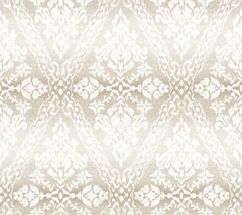 Tudor Diamond Damask Off White Wallpaper by York Wallcoverings Damask Resource Library Covers about 60.8 square feet 27-in by 27-ft long roll Prepasted 24 - Fabric Carolina -