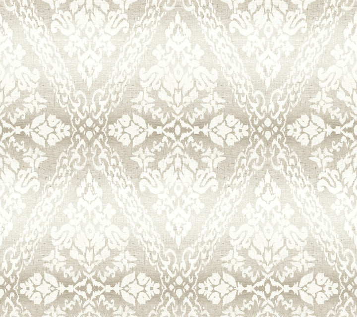 Tudor Diamond Damask Off White Wallpaper by York Wallcoverings Damask Resource Library Covers about 60.8 square feet 27-in by 27-ft long roll Prepasted 24 - Fabric Carolina -