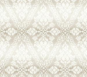 Tudor Diamond Damask Off White Wallpaper by York Wallcoverings