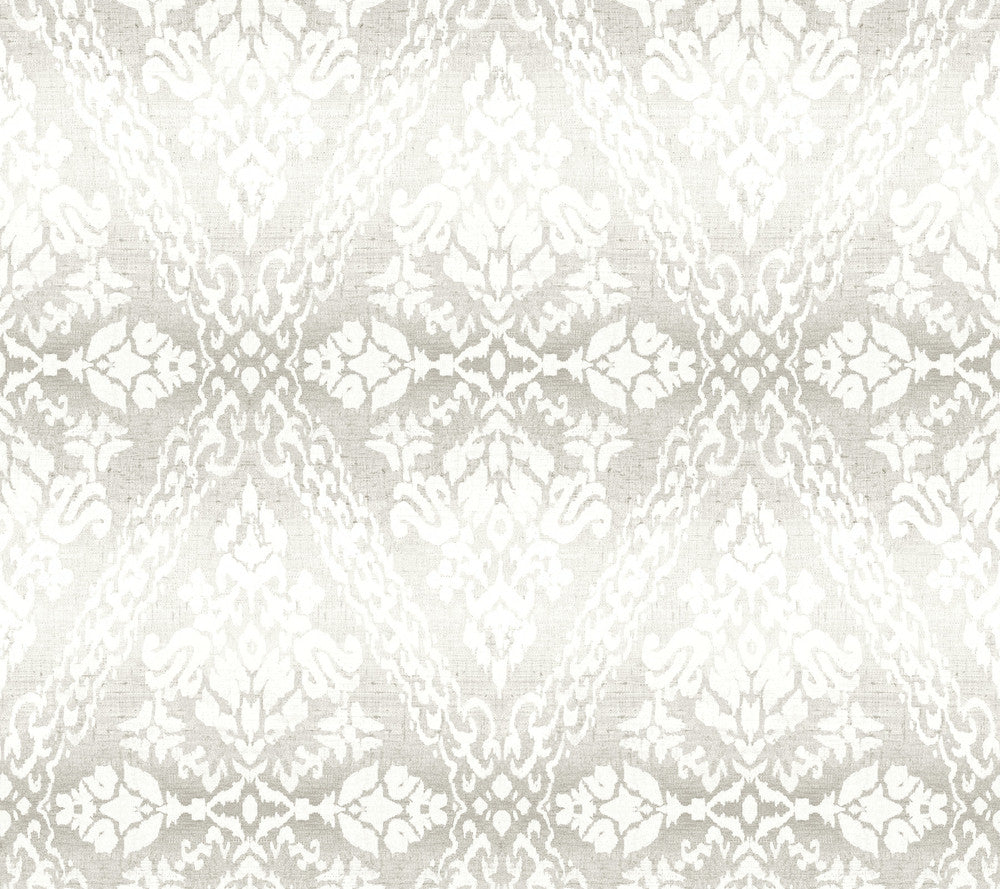 Tudor Diamond Damask Grey Wallpaper by York Wallcoverings Damask Resource Library Covers about 60.8 square feet 27-in by 27-ft long roll Prepasted 24 - Fabric Carolina -